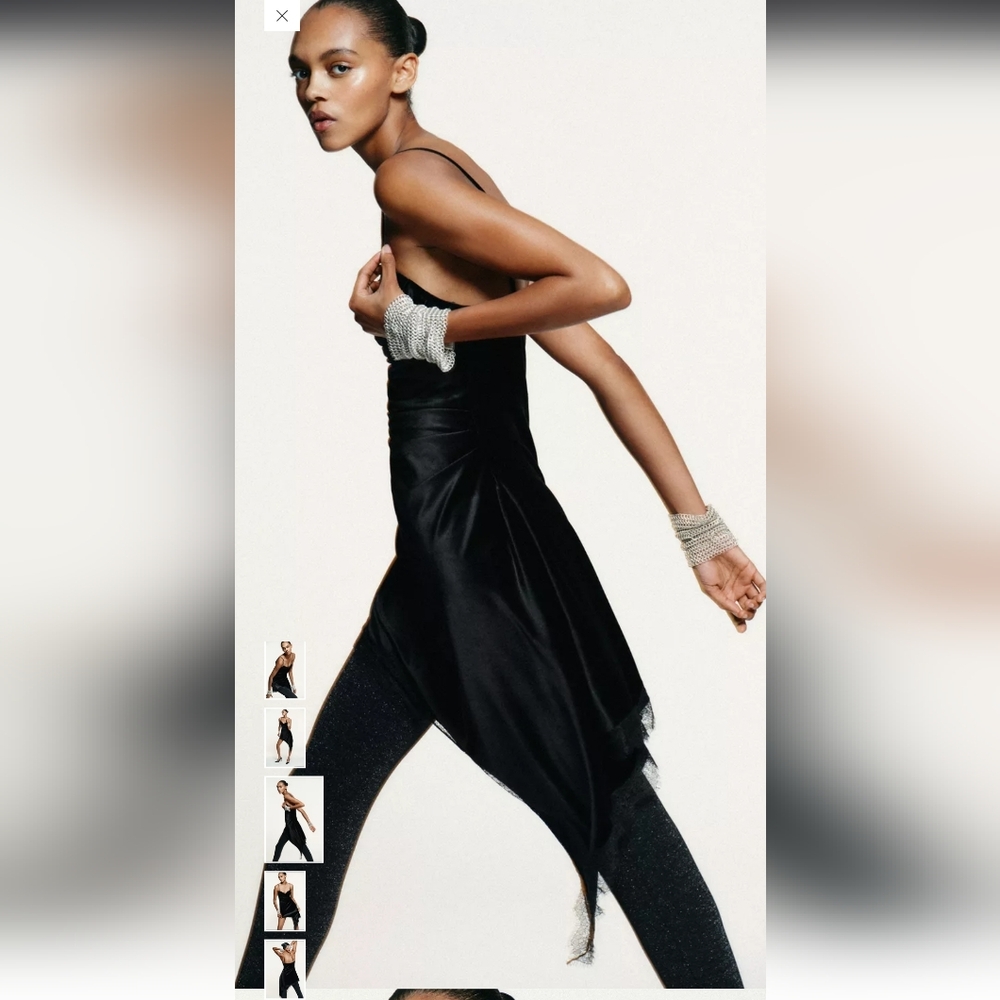 Zara Elegant Black Asymmetrical Dress - Picture 3 of 10